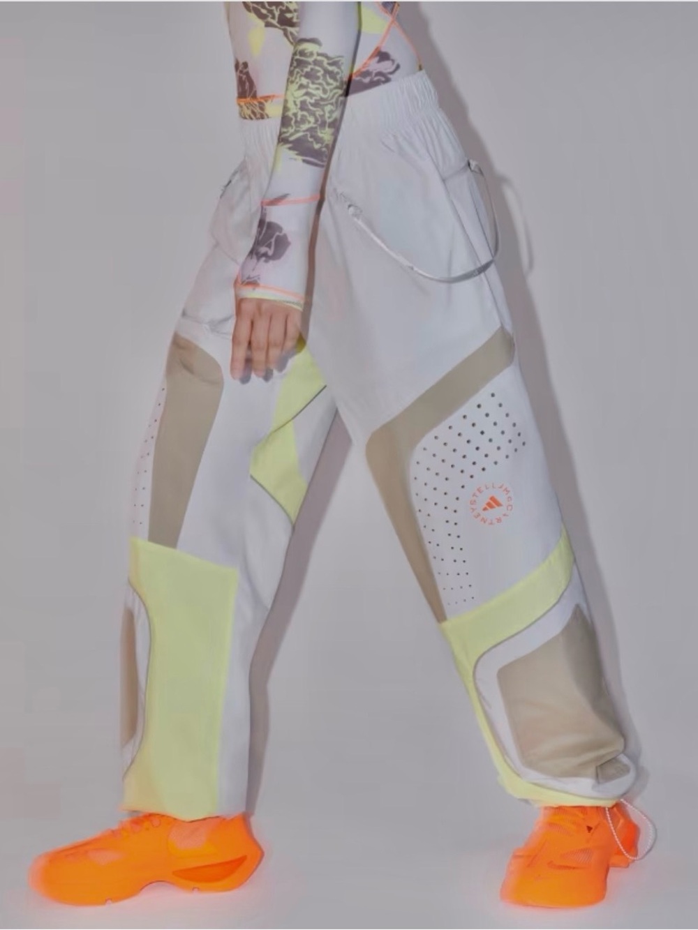 NWT Adidas by Stella McCartney Woven Track Gray & Yellow Performance Joggers